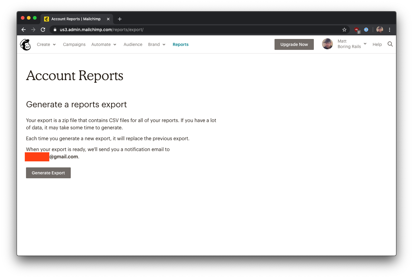 Mailchimp Example: Generate Report