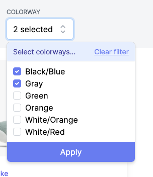 Color Checkbox Filter screenshot