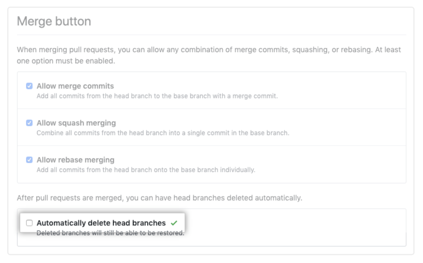 Automatically delete head branches