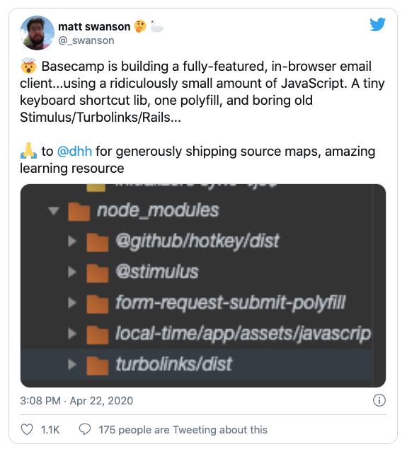 Tweet about HEY Javascript